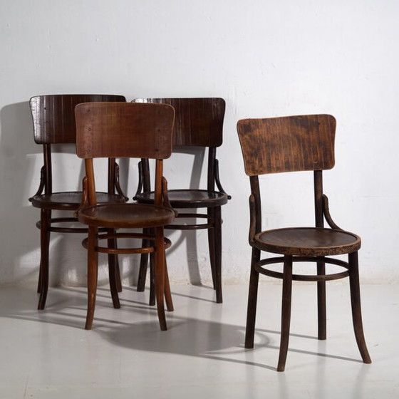 Sedie da pranzo antiche in legno curvato (c.1920). Set di 4 pezzi #6 (photo 5 of 27)