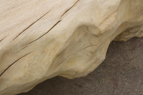 Image 1 of Carved Oak Sculptural Bench