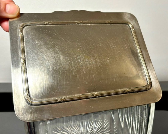 Image 1 of Baccarat crystal box silver lid