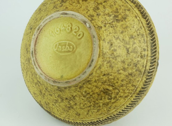 Image 1 of mid century VASE jasba model 1648 20 relief decor yellow and brown glaze 1960s 70s jug