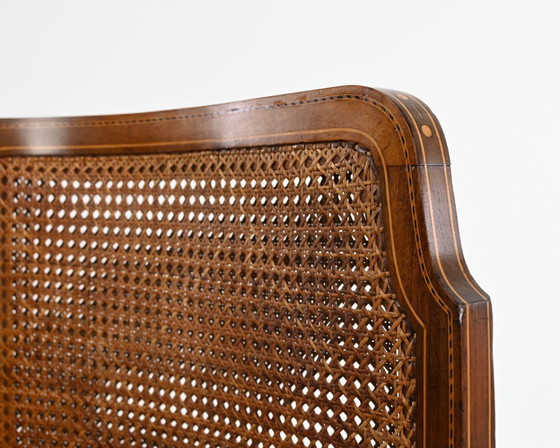 Image 1 of Vintage caned slant bench, 1950s