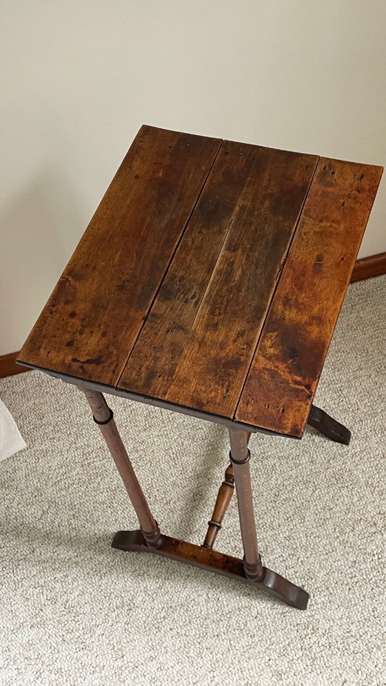 Image 1 of Antique Turned Wood Bedside Table