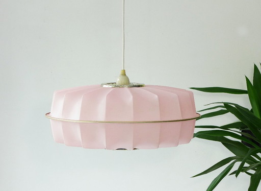 Rare vintage hanging lamp 60s 70s space age lamp pink Lars Schiøleri Hoyrup
