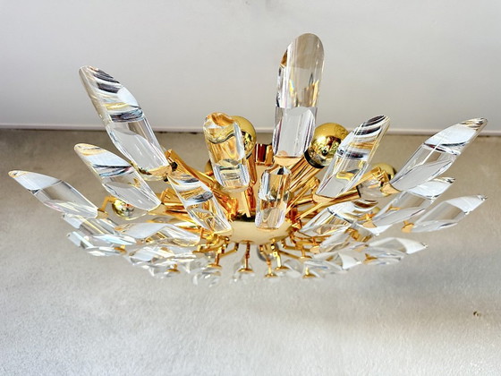 Plafonnier vintage Stilkronen, Lustres, Métal, Cristal, Doré, Mid Century Modern (photo 3 sur 11)