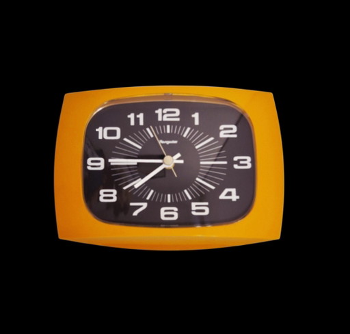 Horloge murale vintage orange style années 1970, inspirée de l'ère spatiale – klokken, Plastic (photo 2 of 5)