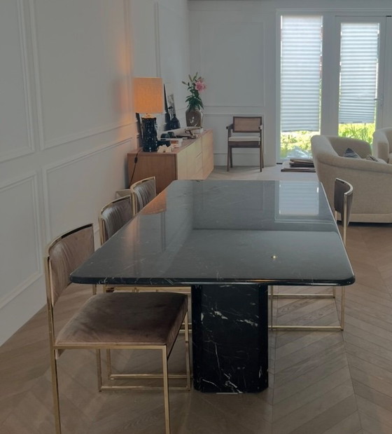 Image 1 of Black marble dining table 180x90cm