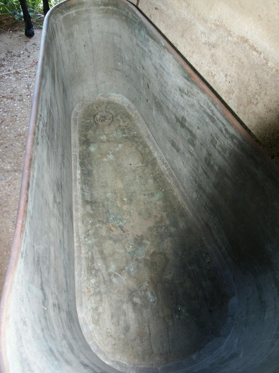 Vasca da bagno in rame del XVIII/XIX secolo., Armadi contenitori, Rosso, Vintage (foto 10 di 10)