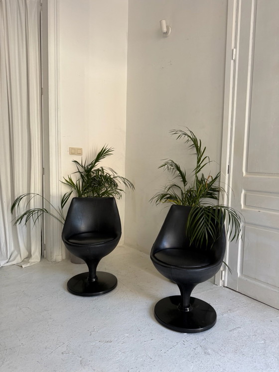Original Pierre Guariche Polaris Armchairs – Swivel chairs, Metal, Polyester (photo 5 of 5)
