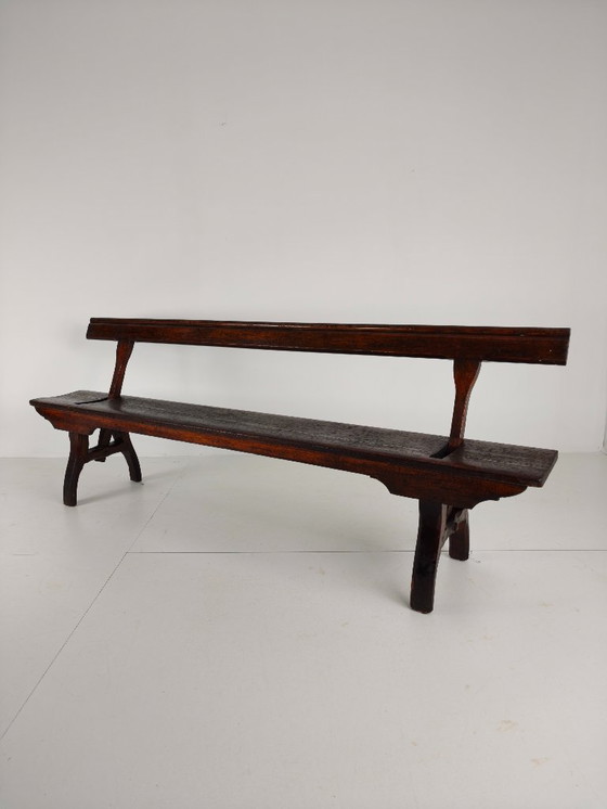 Image 1 of Banco ferroviario victoriano de pino albar – Halstead's, Todmorden