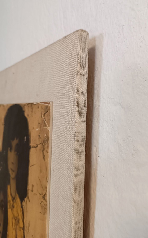 Jef Wauters "Deux Filles" vintage print, Giclée Prints, Hout, Canvas, Beige (foto 12 van 15)