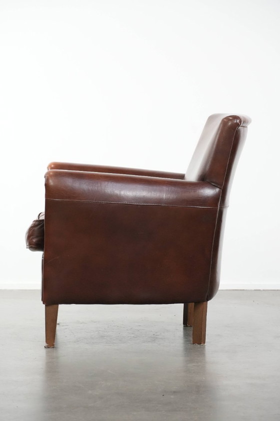 Image 1 of Vintage schapenleren fauteuil/ armchair met prachtige warme kleuren