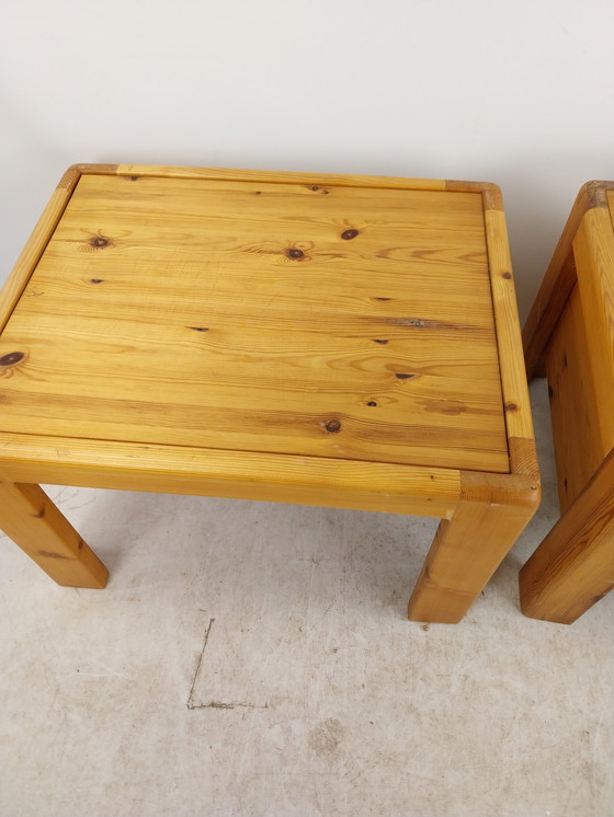 Image 1 of 1 x Set Nachtkastjes/Tafeltjes 1960's Zweeds Grenen