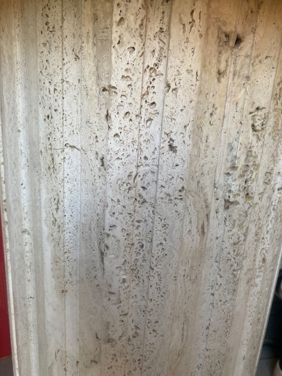 Image 1 of Solid Travertine Column Pedestal in Neoclassical style 29 inches