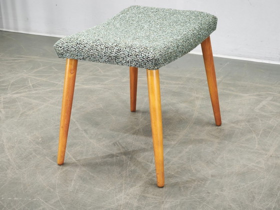 Danish Mid-Century Modern Beech and Upholstered Stool, 1960s – Wood (photo 7 of 10)