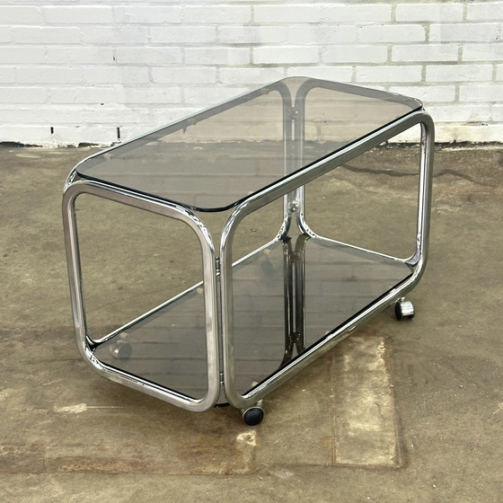 Image 1 of Space Age Coffee Table With Chrome And Smoke Glass