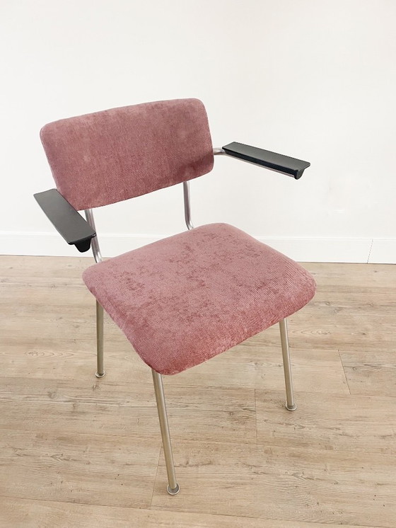 Image 1 of Sedia vintage con struttura tubolare - rivestita - stile Gispen - melanzana