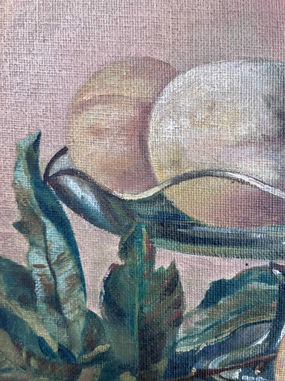 Image 1 of Peinture à l'huile originale ancienne nature morte, art de la cuisine aux fruits