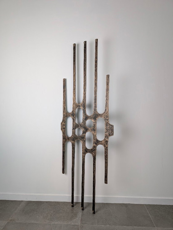 Image 1 of Pannello porta in alluminio pressofuso brutalista, anni '60, stile Paul Evans