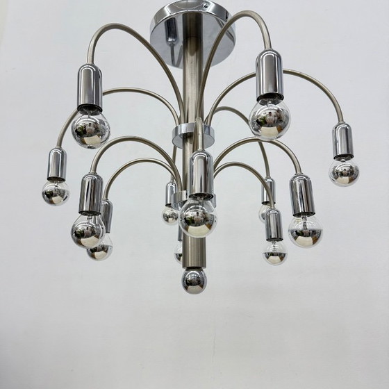 Image 1 of Lampada da soffitto vintage in ottone cromato di Sciolari, anni '70