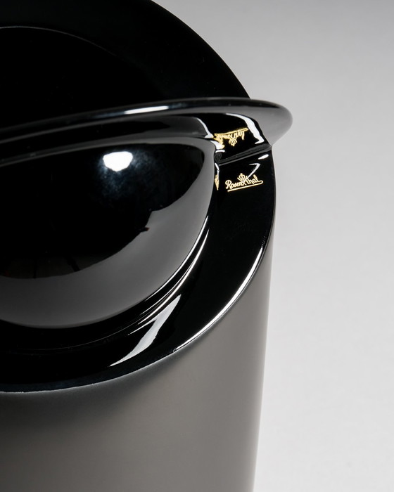 Image 1 of Duo vase et coupe « Nautica » en porcelaine noire, série Porcelaine Noire, années 1980, par Jan van der Vaart pour Rosenthal Stu