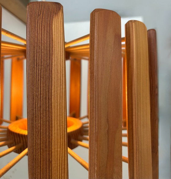 Image 1 of Vintage hanglamp van grenenhout, Zweden 1970.