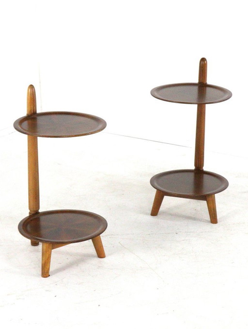 Set van 2 Edmund Jørgensen voor Patent ANM bijzettafeltje / nachtkastjes vintage Deens