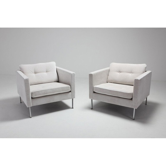 Image 1 of Pair of vintage armchairs in off-white velvet by Pierre Paulin for Artifort, Netherlands 1962