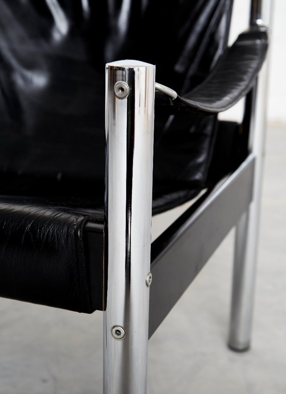 Coppia di Sedie Safari Börje Johanson per Johanson Design – Poltrone, Pelle, Metallo (photo 13 of 15)
