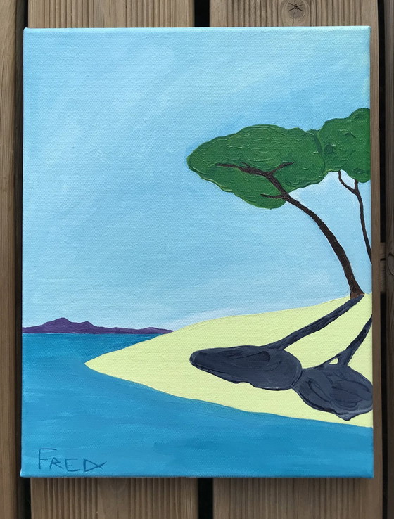 Image 1 of Ombres Sur La Plage - Oil by Frédéric Cadiou.