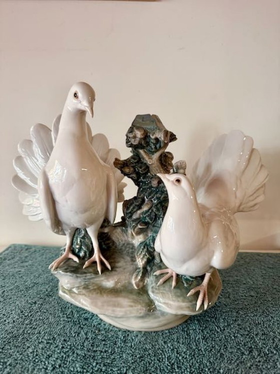 Sculture Lladró "Grupo De Palomas" (53 Cm) – Salvador Debón – Porcelain (photo 5 of 8)