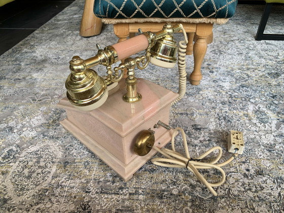 Mid-Century Rococo Onyx Marble Rotary Dial Table Telephone 1960s Baroque – Decorative Objects, Metal (photo 8 of 8)