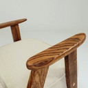 Vintage armchair beige bouclé Oak wood design by Chierowsky 366 