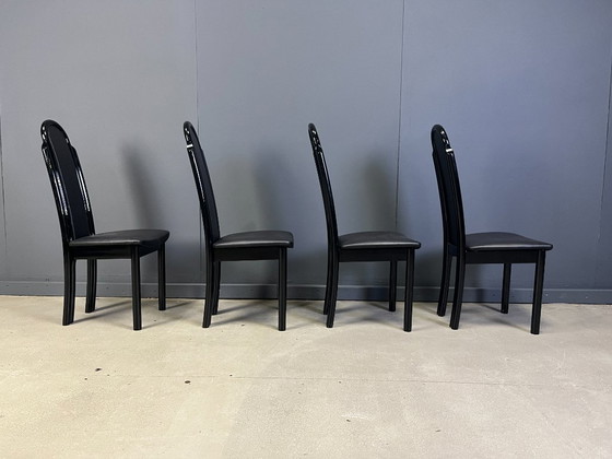 Image 1 of Postmodern lacquered wood italian dining chairs, 1980s