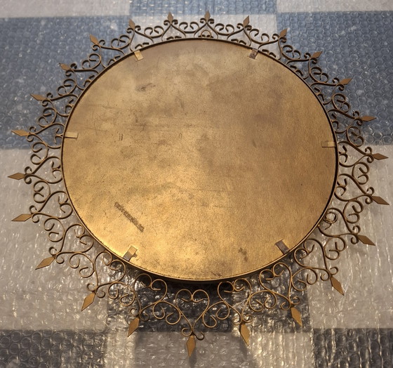 Image 1 of Rare miroir soleil chaty vallauris 42cm verre convexe 1960