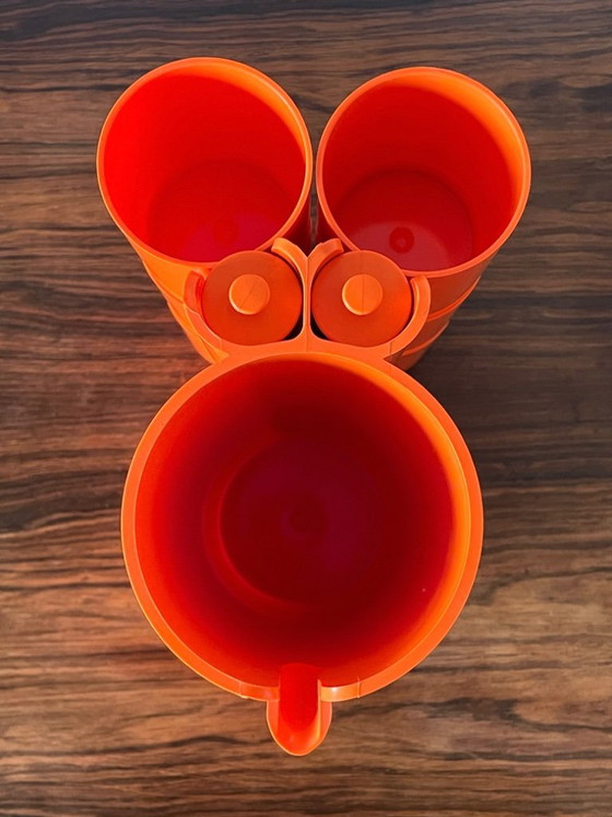 Image 1 of Servizio da succo di frutta vintage francese anni '70, confezione da 9 bottiglie di aranciata Vitrac