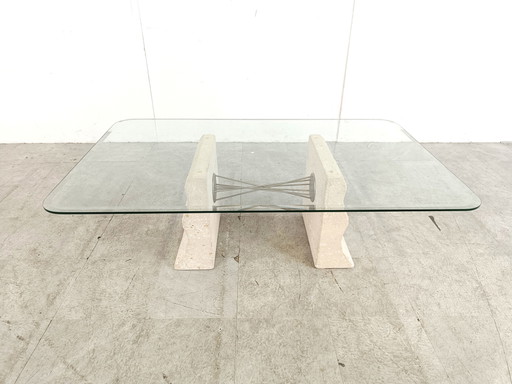 Table basse vintage en pierre calcaire, 1990