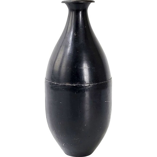 Vintage metalen en terracotta fles, 1960
