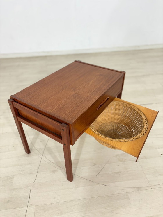 Image 1 of Beautiful mid-century teak sewing table / 1960s chest of drawers / teak chest of drawers / vintage side table