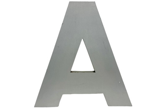 Large Illuminated Vintage Grey Iron Facade Letter A , 1970s