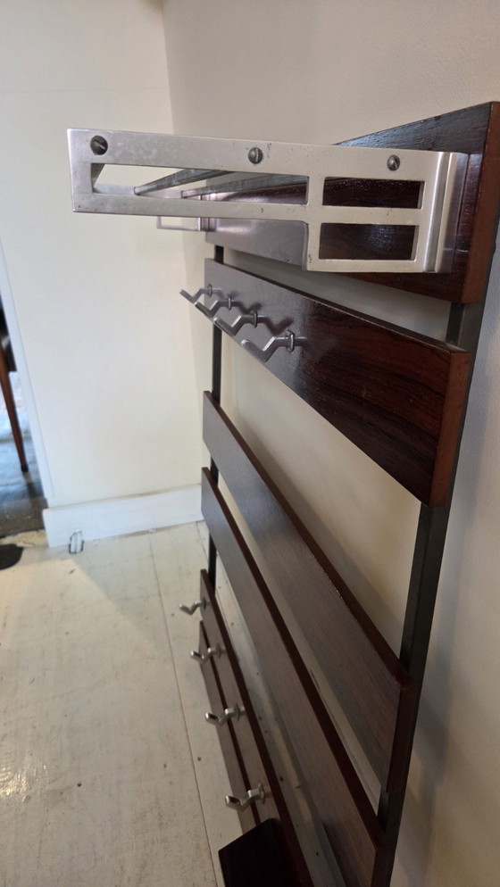 Vintage Rosewood Wall Coat Rack 80 X 100cm – Wall decoration, Aluminium, rvs (photo 4 of 5)