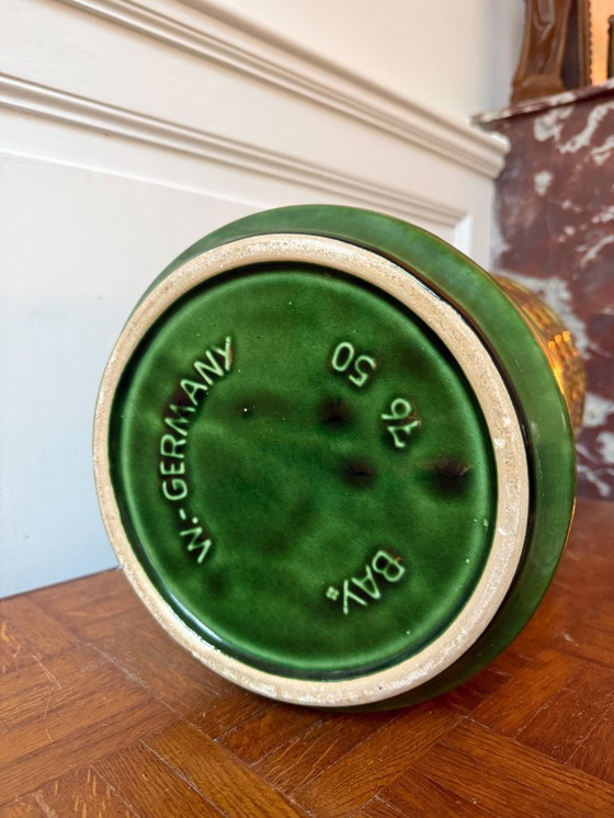 Image 1 of XL vase from West Germany in green glazed ceramic