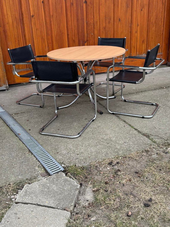 Italian Round Effezeta Dining Table with Chairs, 1990s, Set of 5 – Dining set, Mid Century Modern (photo 2 of 8)