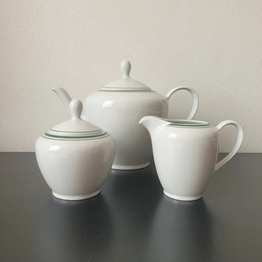 Mitterteich Bavaria Tea Set - Model 'Fanara' - Timeless Green Trim (3-piece, 1960s/70s)