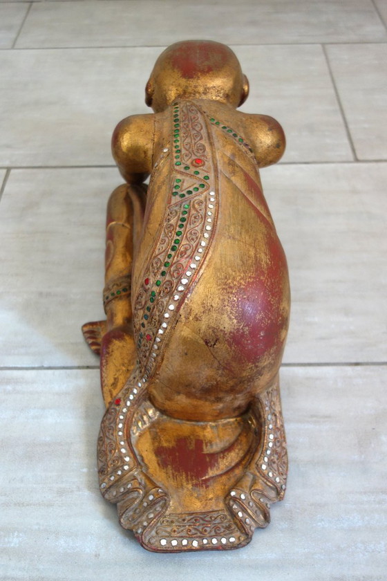 Image 1 of Statue of a Burmese Buddhist monk in prayer, 19th century #2