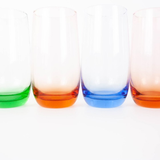 Image 1 of Set of 4 Italian Colorful Glasses, 1980s