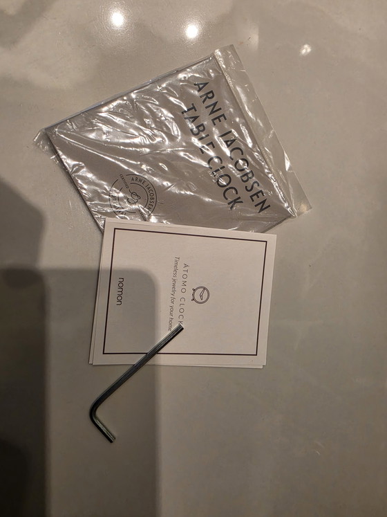 Image 1 of NOMON Atomo design table clock – wood & steel – Arne Jacobsen style – TOP CONDITION