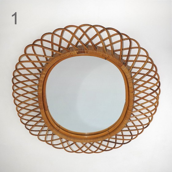 Wall Mirror With Rattan Frame, 1950s – Glass (photo 5 of 15)