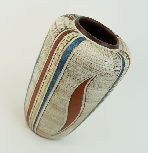 Image 1 of Wunderschöne westdeutsche Vase aus der Mitte des 20. Jahrhunderts, Sawa-Keramik, Sgraffito-Dekor, Modell 300/30 (1950er Jahre)