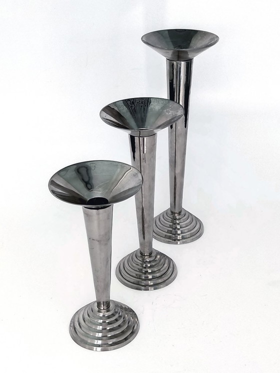 Image 1 of candlestick set art deco Bauhaus era
