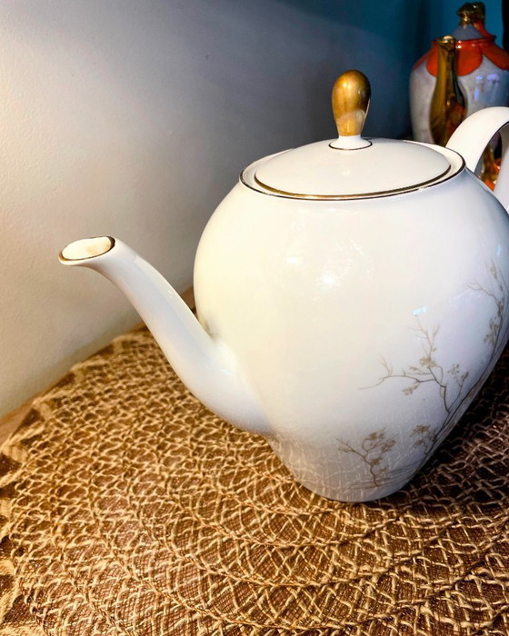 Image 1 of Seltmann Weiden Liane Teapot Bavaria – Vintage Porcelain Teapot with Gold Trim – 20 cm – Germany